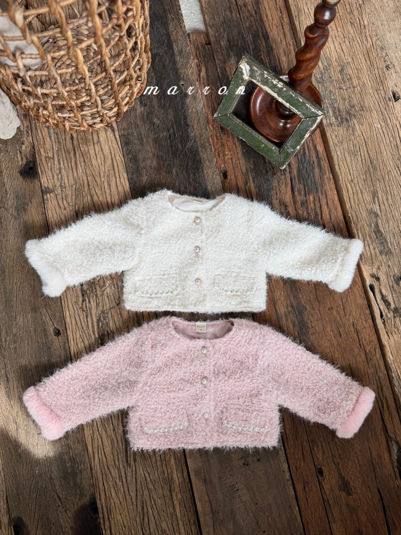 ［marron］Pearl boa jacket