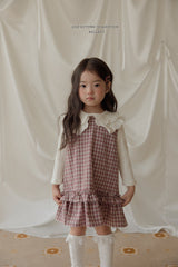 ［Melikey］Check frill one-piece