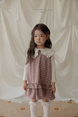 ［Melikey］Check frill one-piece