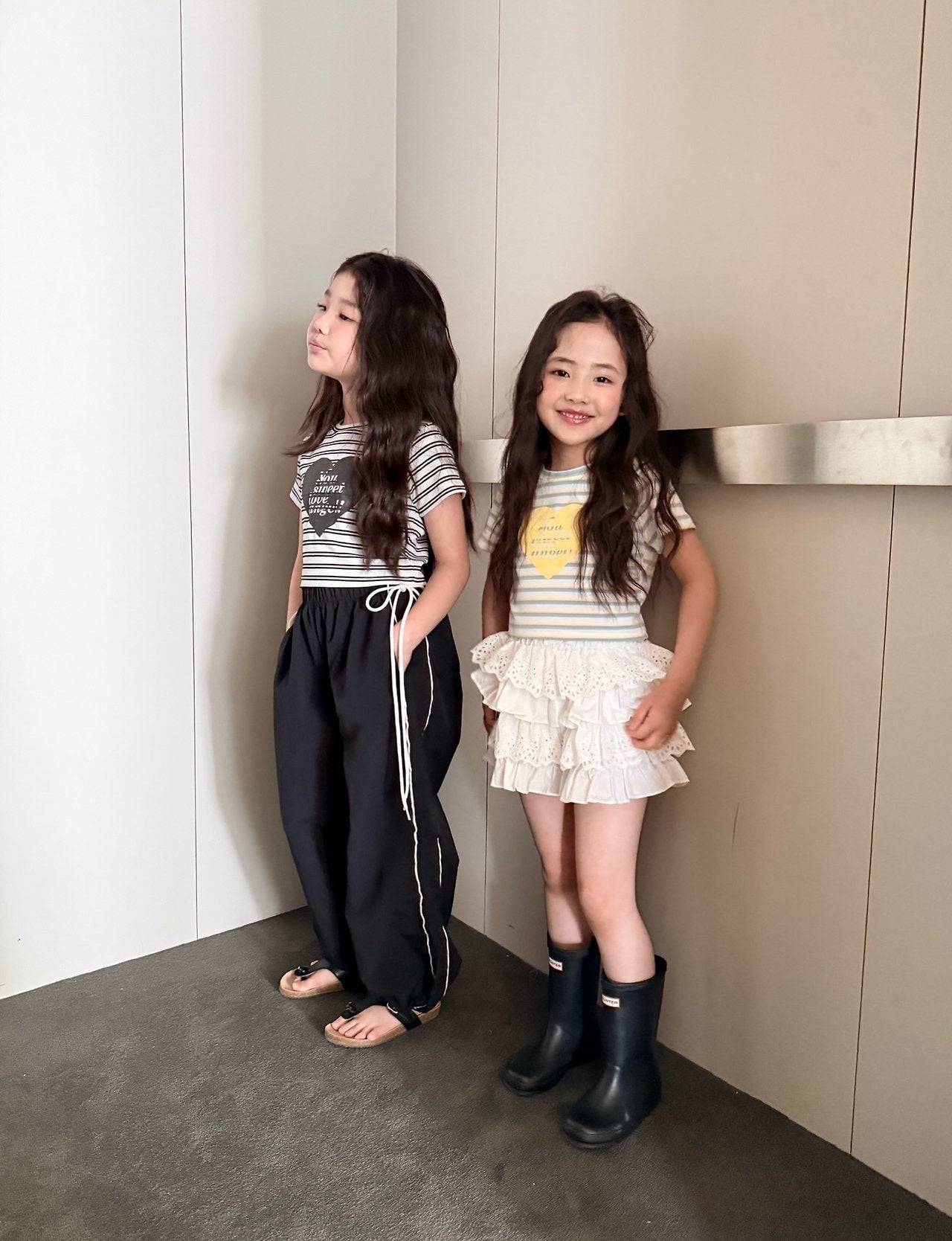 ［comma］Stripe heart tee