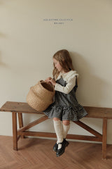 ［Melikey］Check frill one-piece
