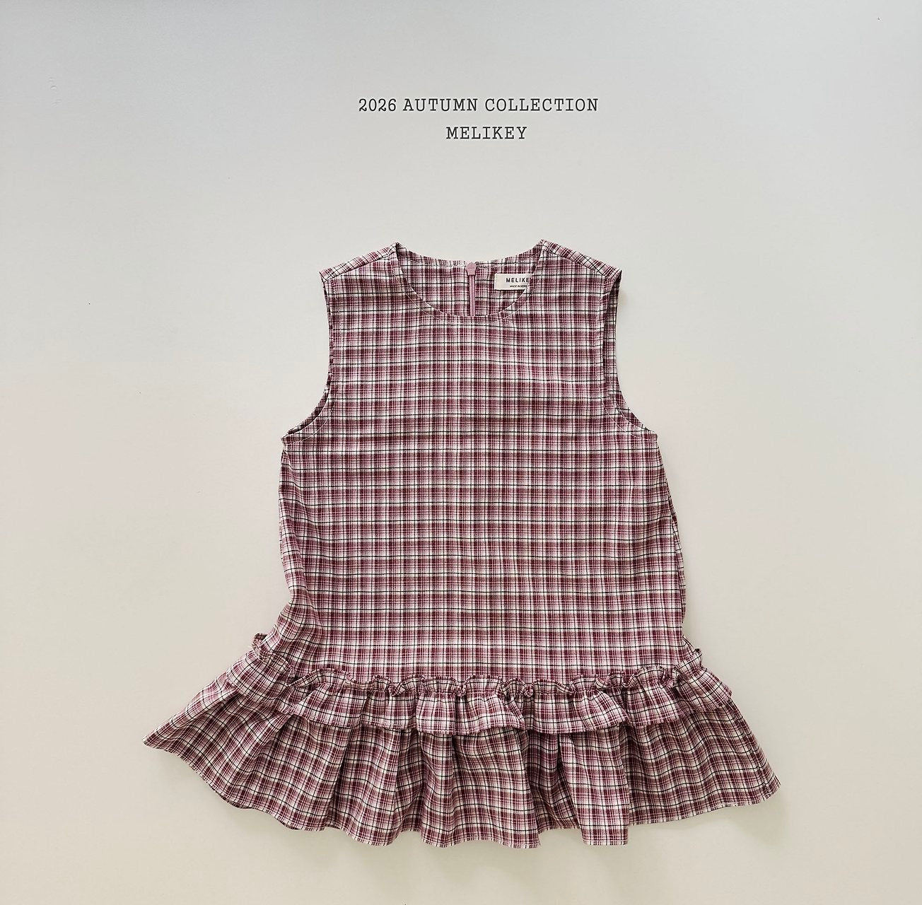 ［Melikey］Check frill one-piece
