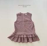 ［Melikey］Check frill one-piece