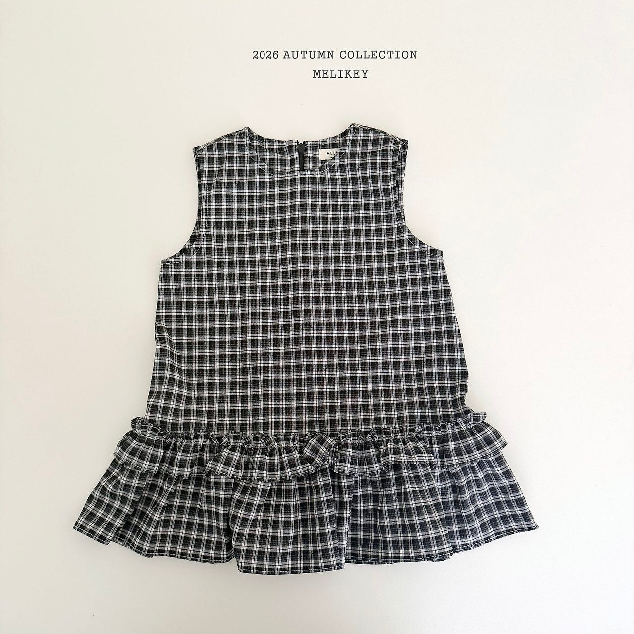 ［Melikey］Check frill one-piece