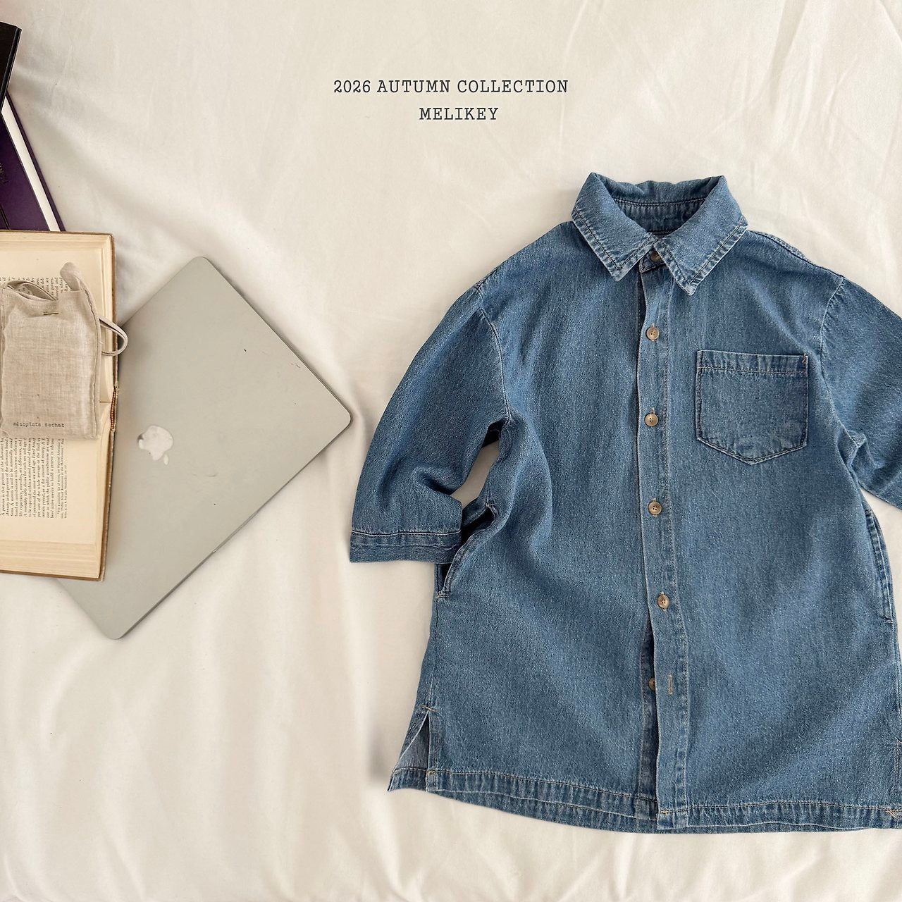 ［Melikey］Denim shirt one-piece