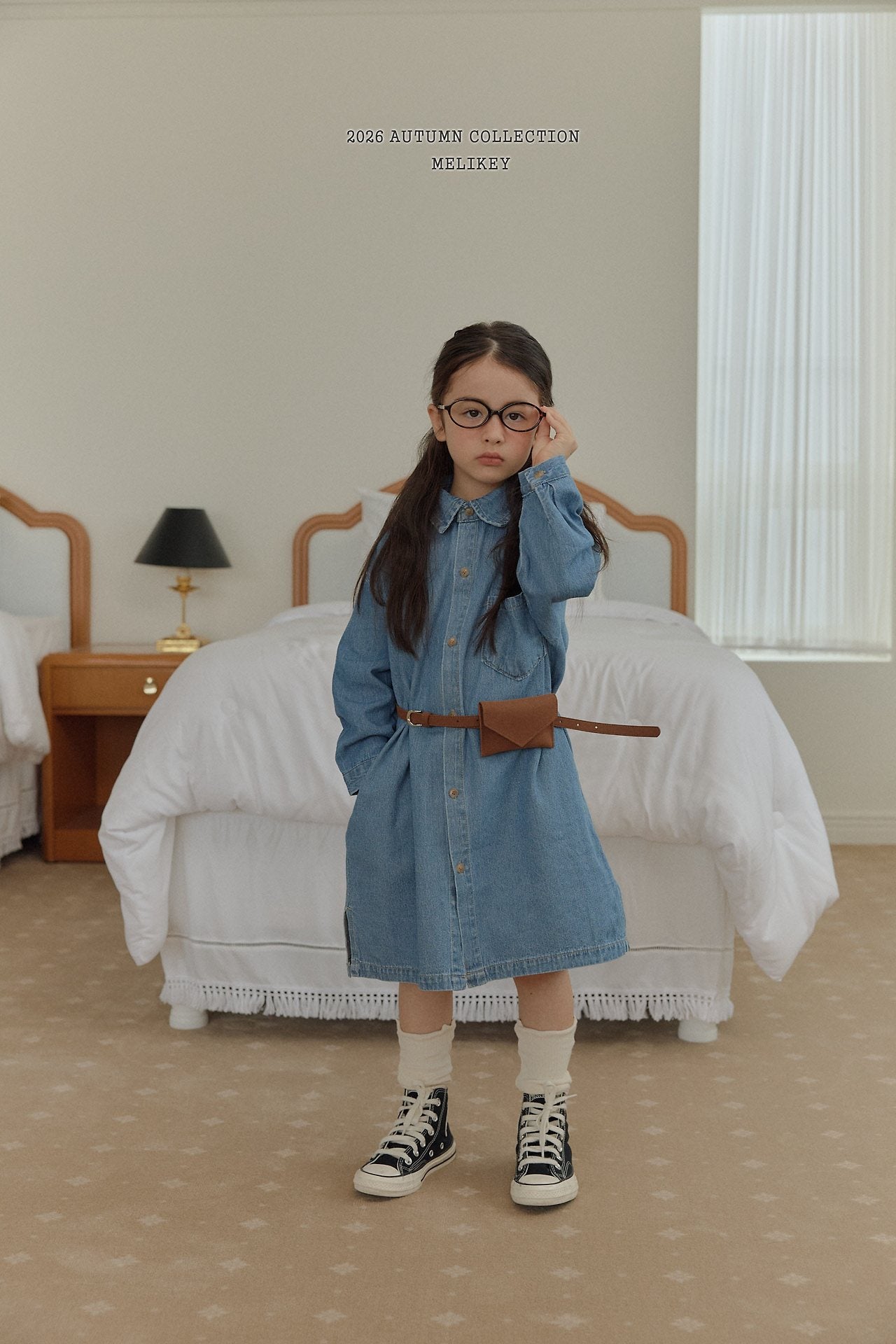 ［Melikey］Denim shirt one-piece