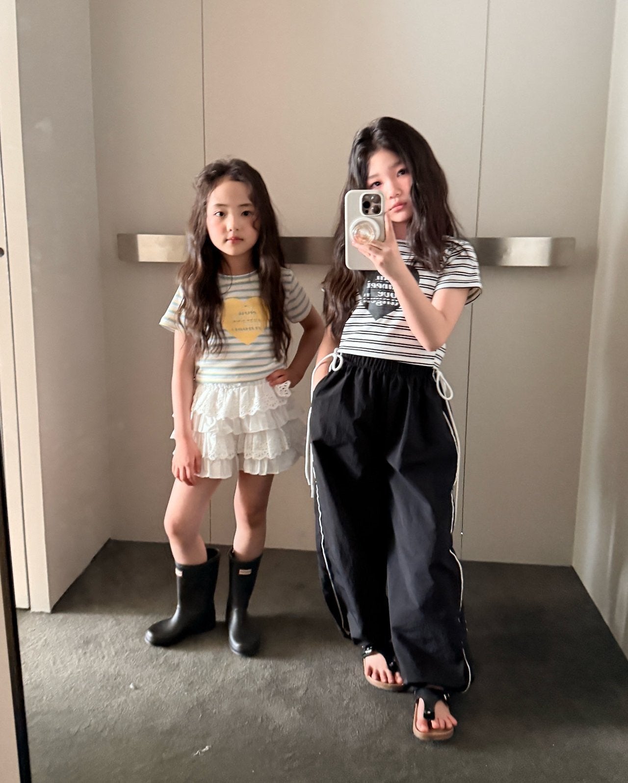 ［comma］Stripe heart tee