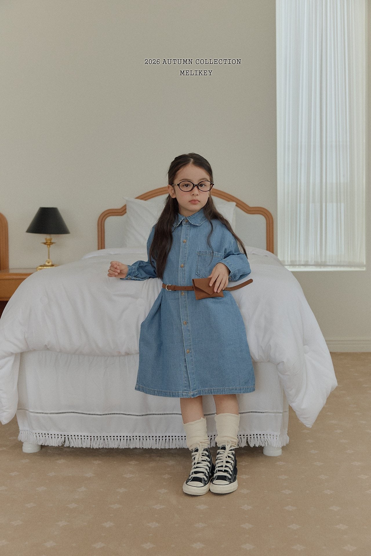 ［Melikey］Denim shirt one-piece