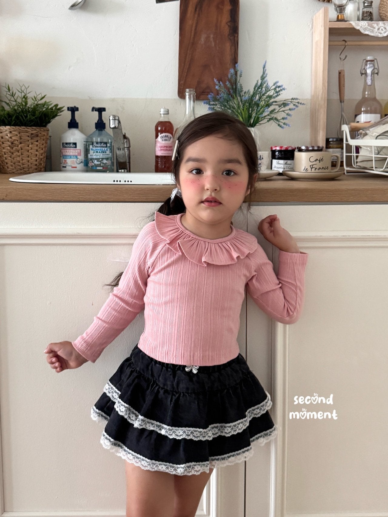 ［second moment］Frill collar rib tops