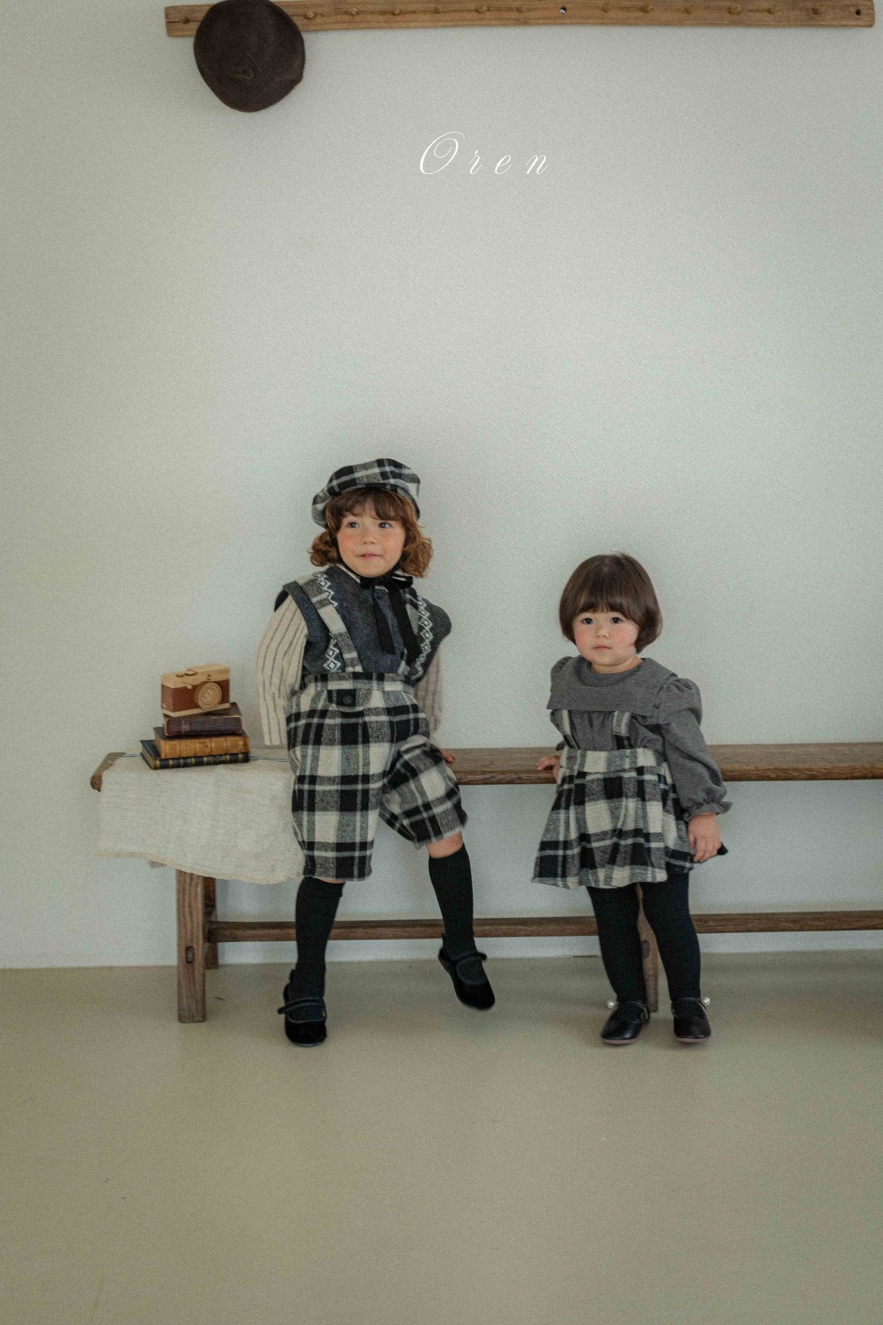 ［OREN］Brunel check suspender half pants