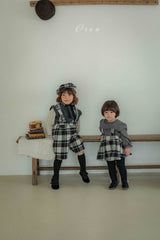 ［OREN］Brunel check suspender half pants