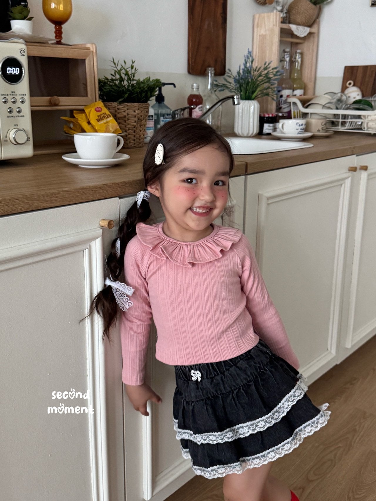 ［second moment］Frill collar rib tops