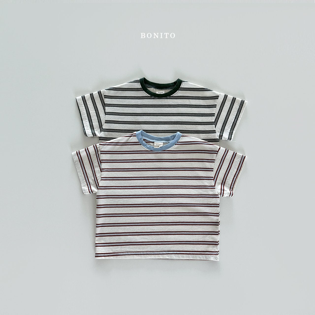 ［Bonito］Point neck stripe tee