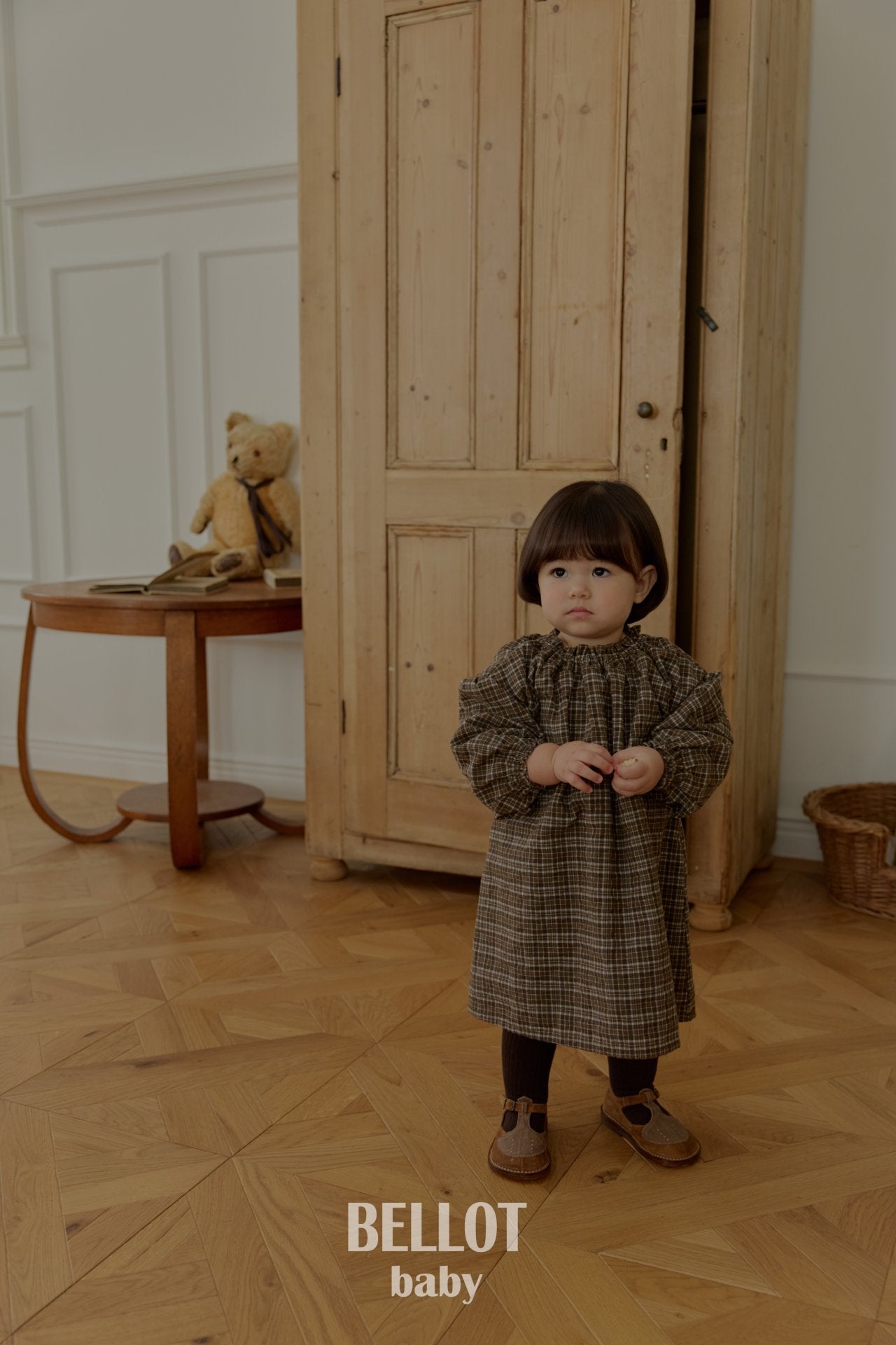 ［BELLOT］Peach check one-piece (baby)