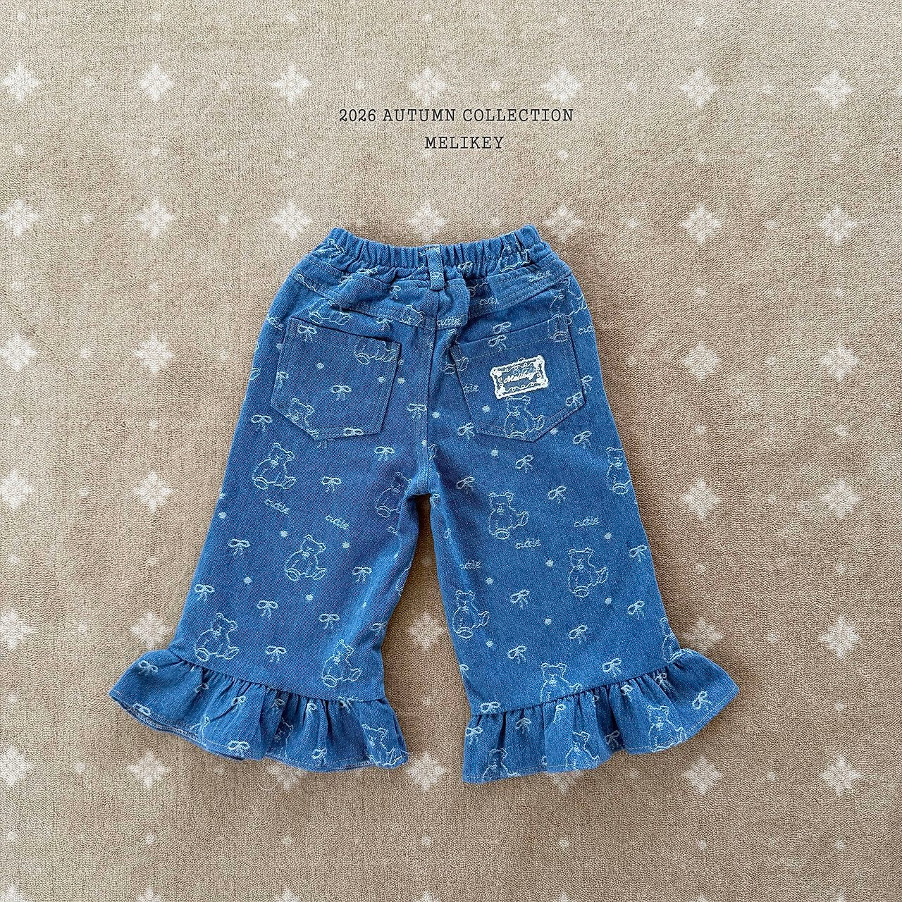 ［Melikey］Bear frill denim pants