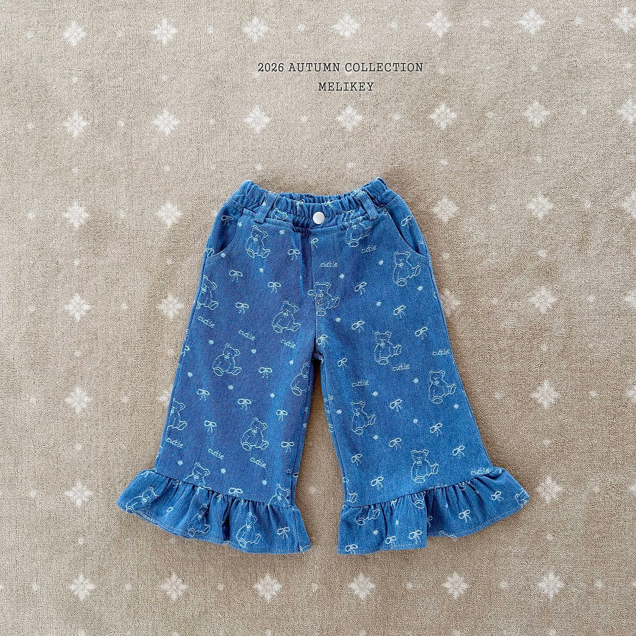 ［Melikey］Bear frill denim pants