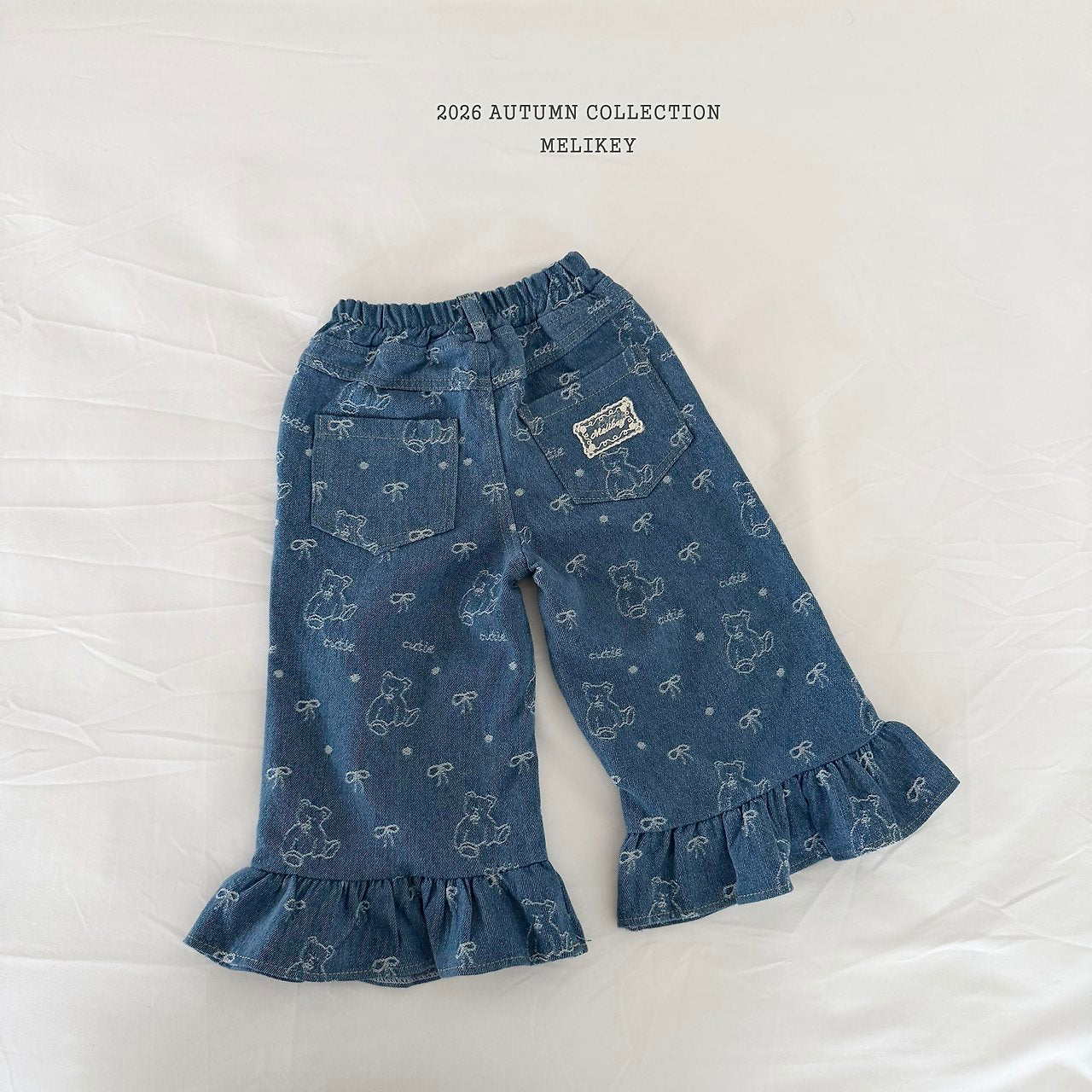 ［Melikey］Bear frill denim pants