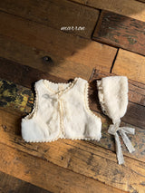 ［marron］Lace fur ear muffler