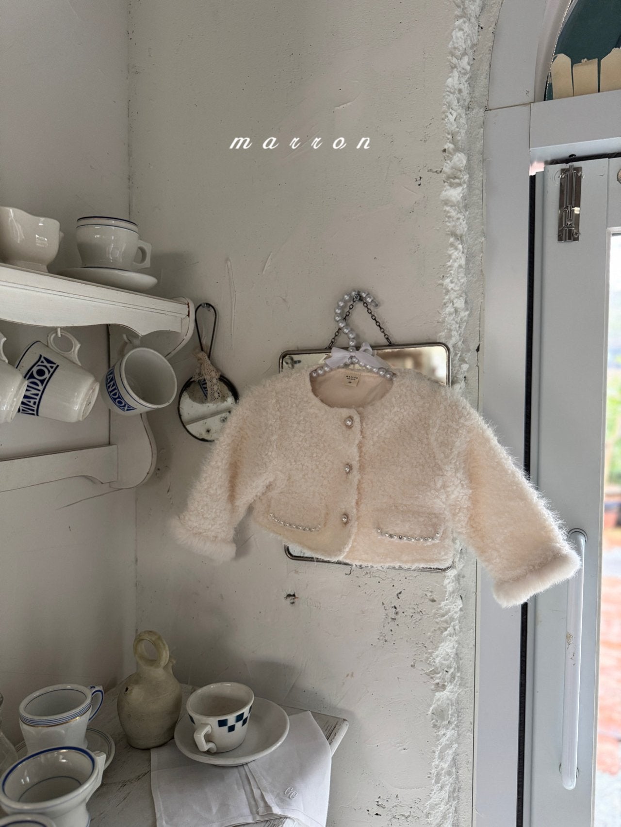 ［marron］Pearl boa jacket