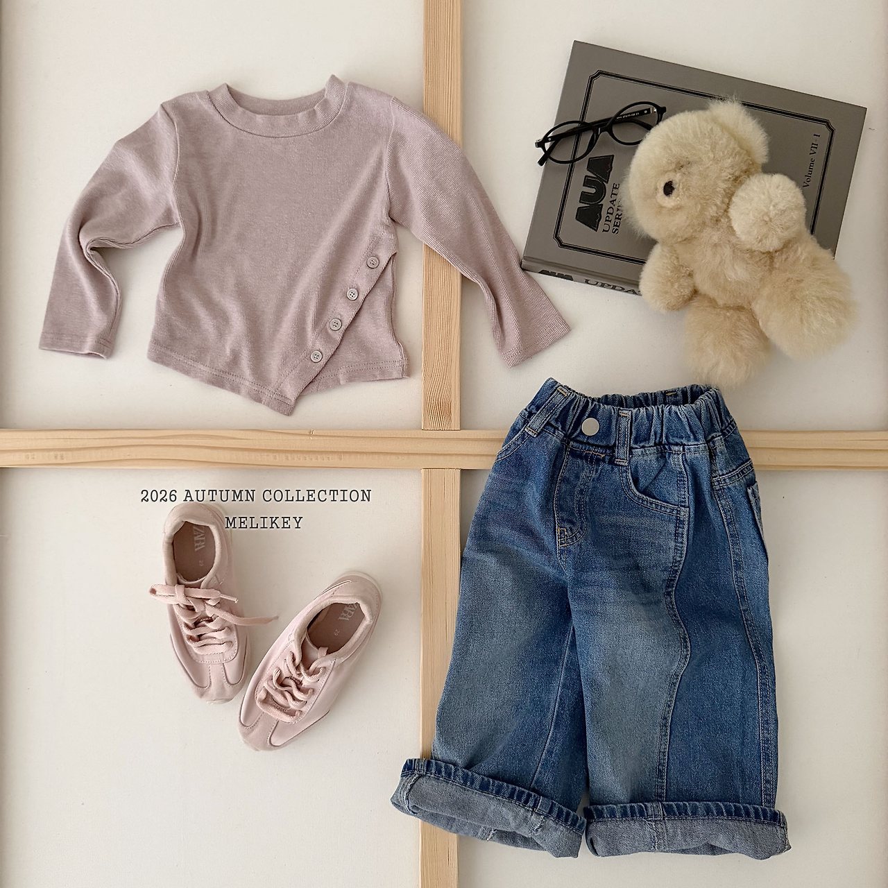 ［Melikey］Wide denim pants