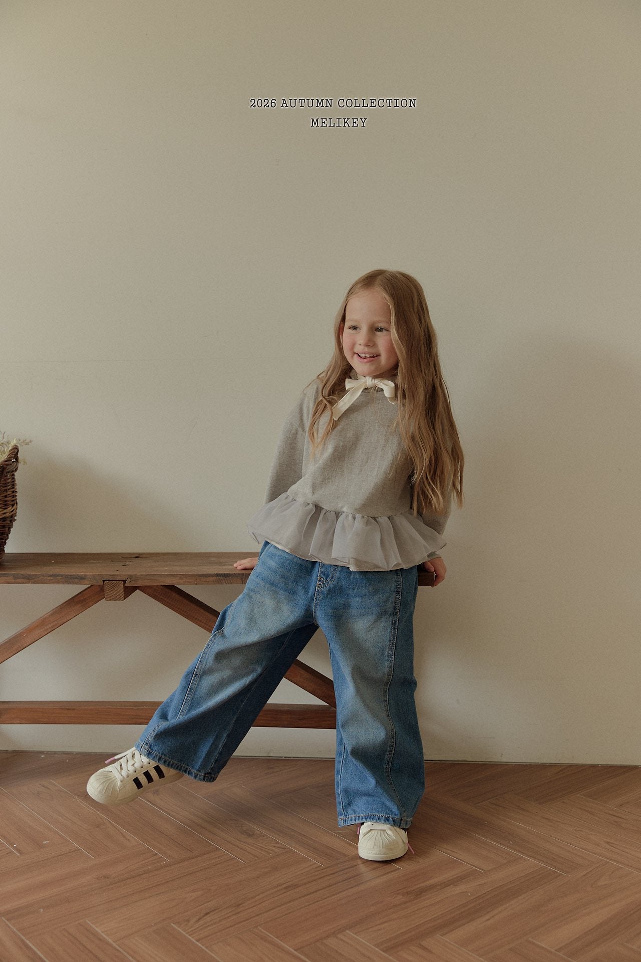 ［Melikey］Wide denim pants