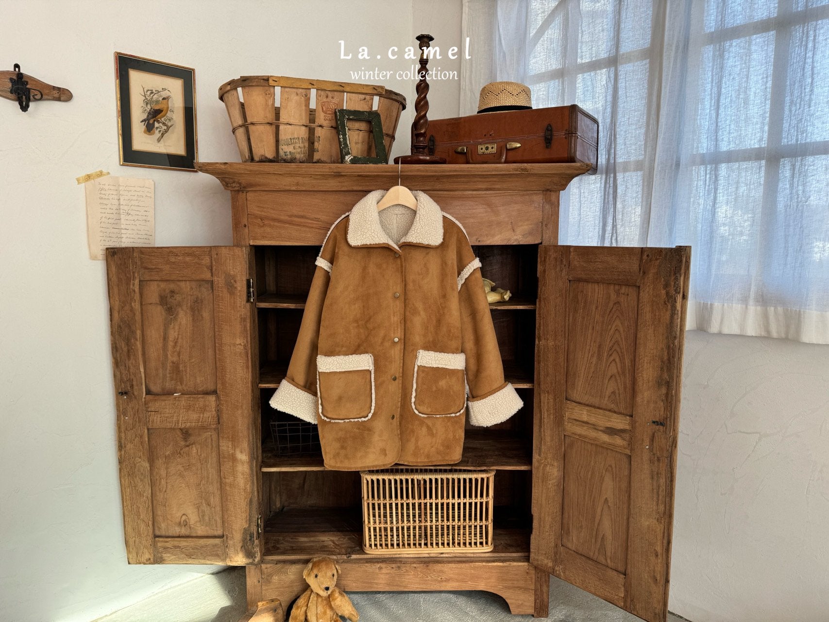 ［La.camel］Teddy reversible mouton jacket (mom)