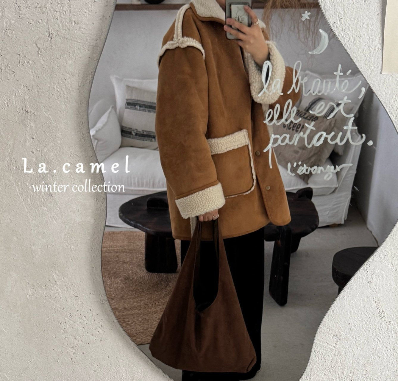 ［La.camel］Teddy reversible mouton jacket (mom)