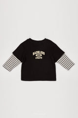 ［The beige］Layered Sleeve Tee