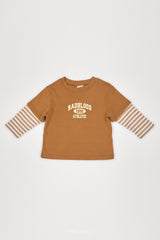 ［The beige］Layered Sleeve Tee