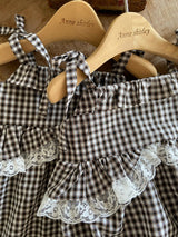 ［Anne shirley］Nutty check rompers