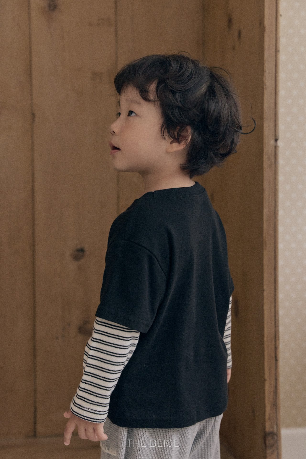 ［The beige］Layered Sleeve Tee
