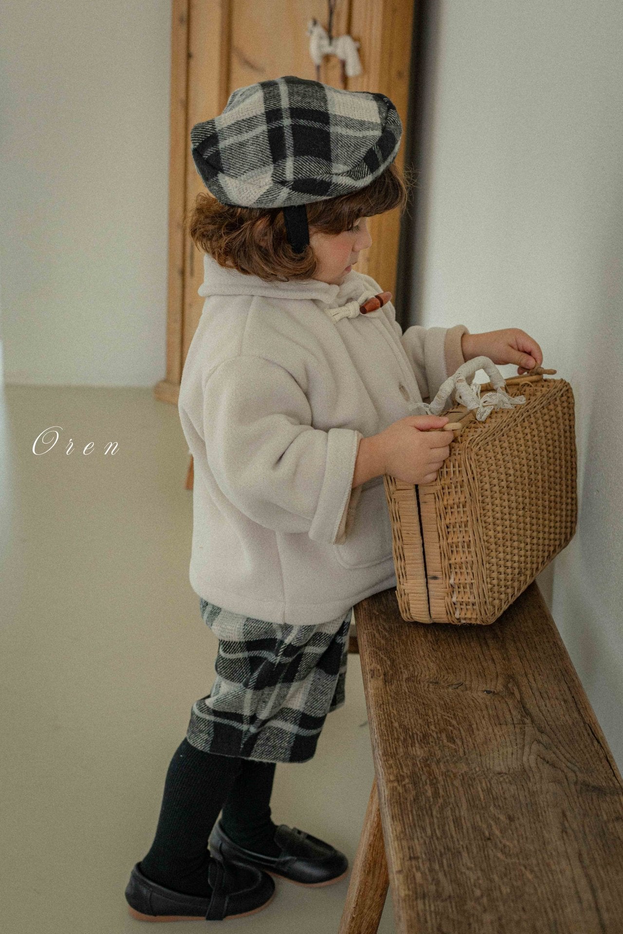 ［OREN］Brunel check suspender half pants