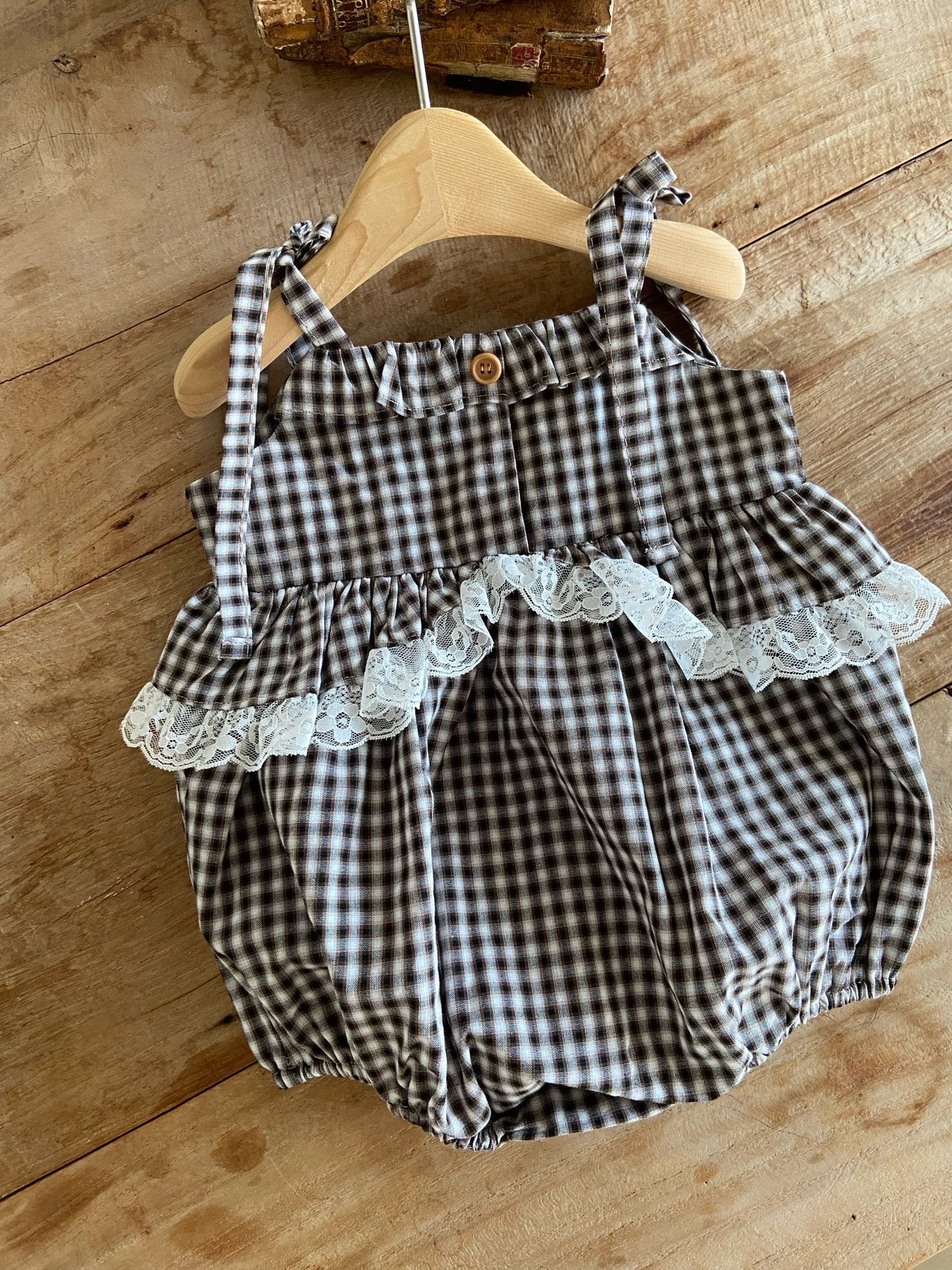 ［Anne shirley］Nutty check rompers