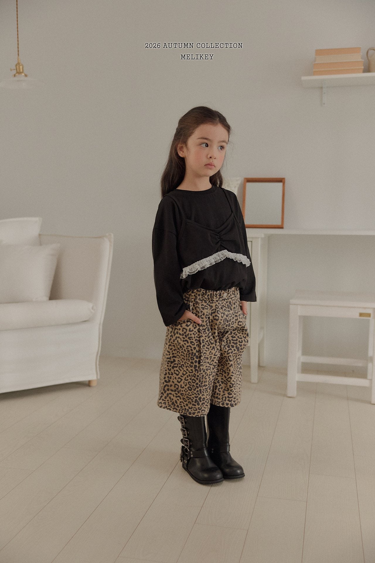 ［Melikey］Leopard heart bamuda pants