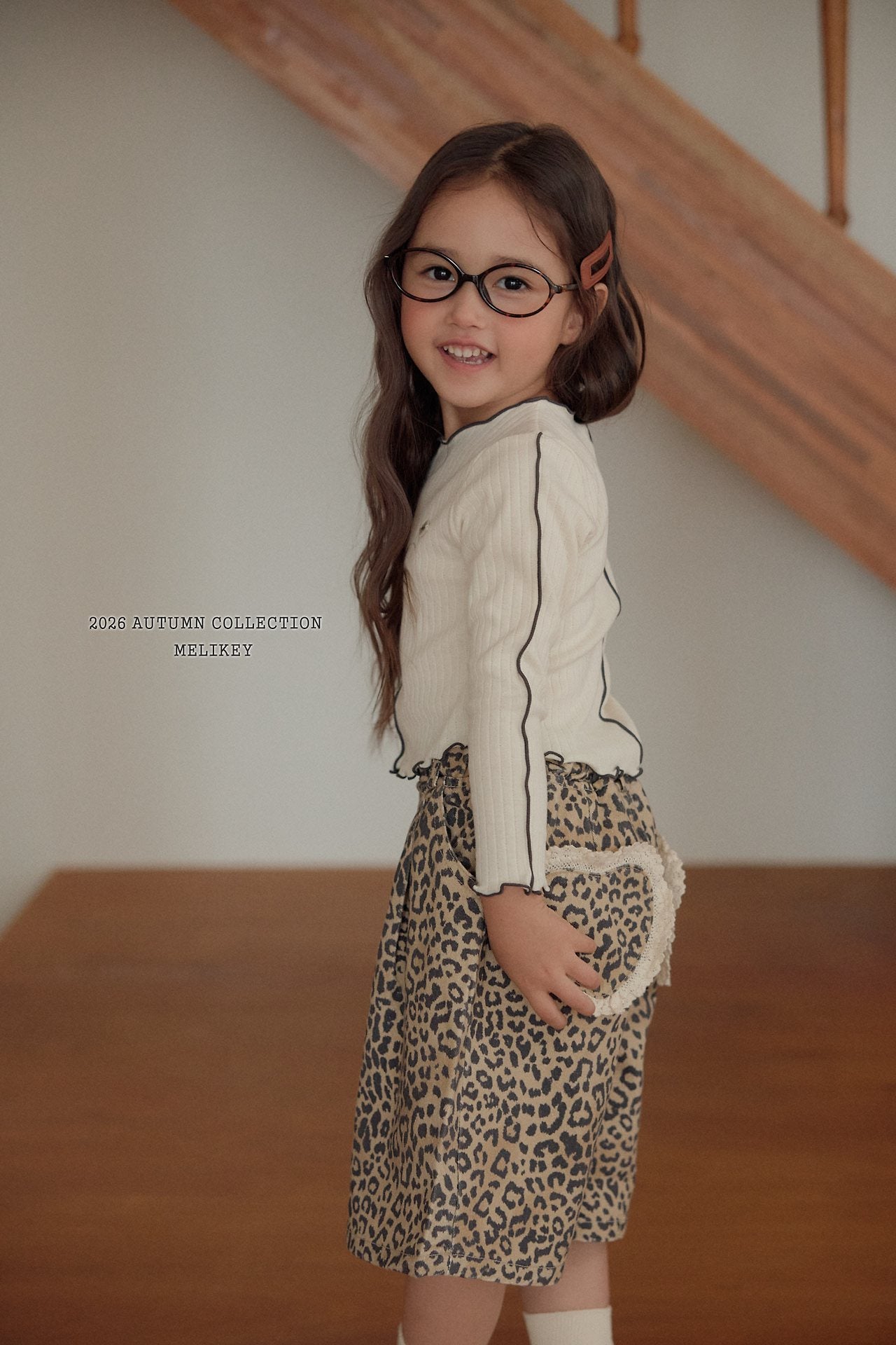 ［Melikey］Leopard heart bamuda pants