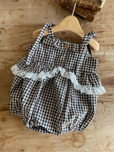 ［Anne shirley］Nutty check rompers