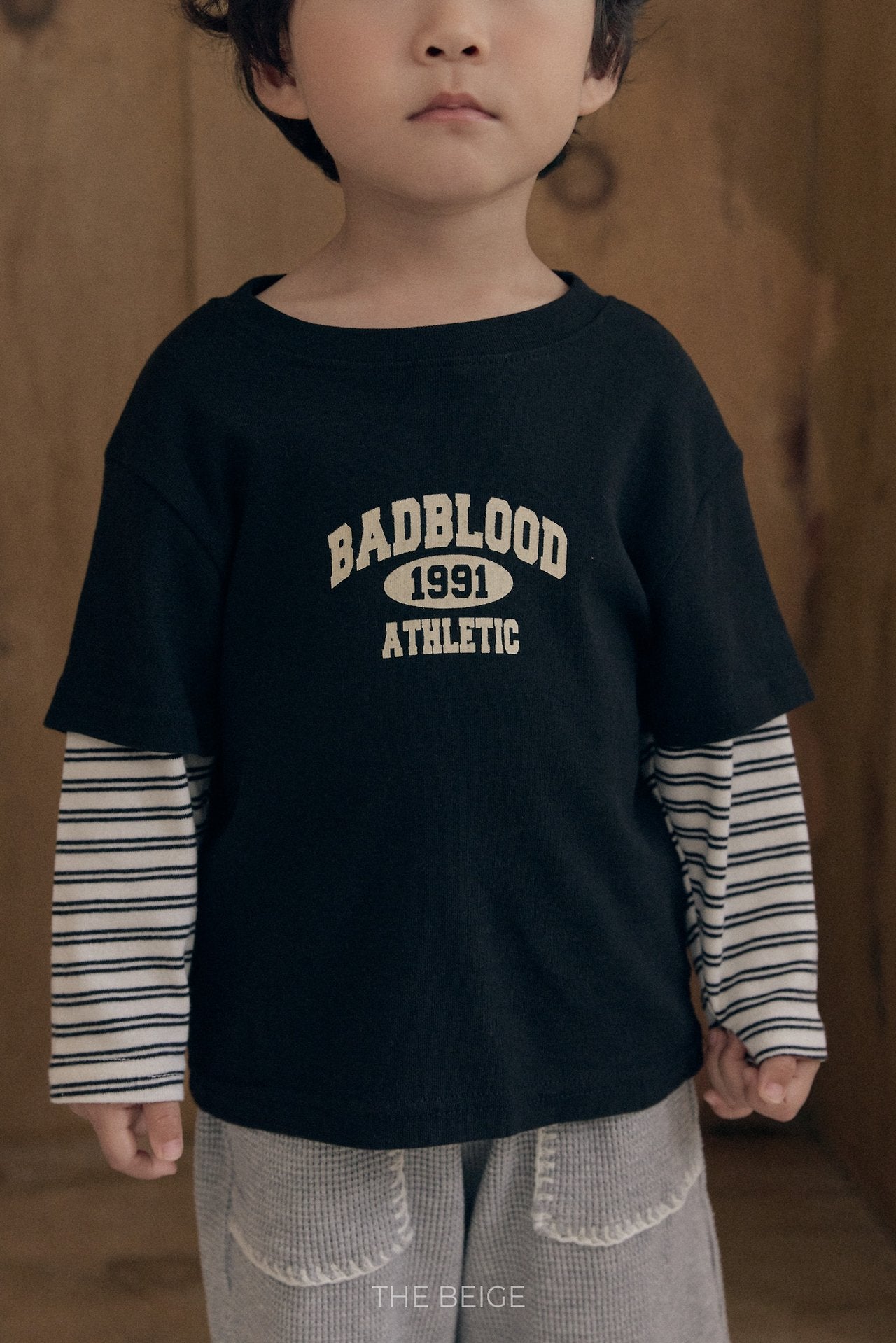 ［The beige］Layered Sleeve Tee