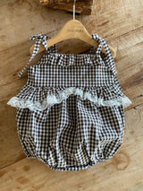 ［Anne shirley］Nutty check rompers