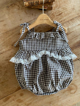 ［Anne shirley］Nutty check rompers