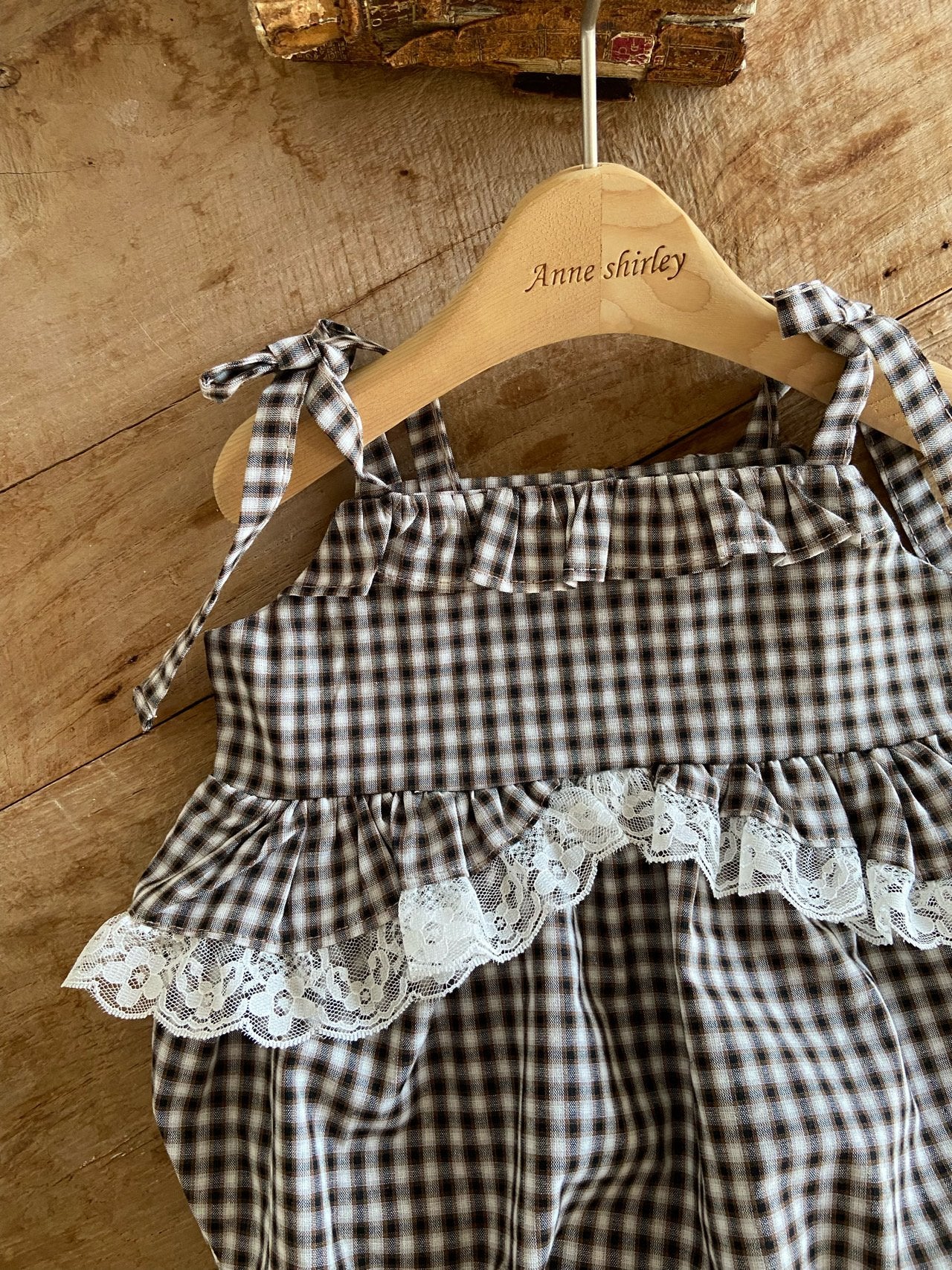 ［Anne shirley］Nutty check rompers