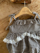 ［Anne shirley］Nutty check rompers