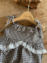 ［Anne shirley］Nutty check rompers