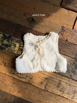［marron］Lace fur vest