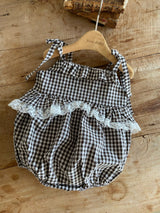 ［Anne shirley］Nutty check rompers