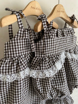 ［Anne shirley］Nutty check rompers
