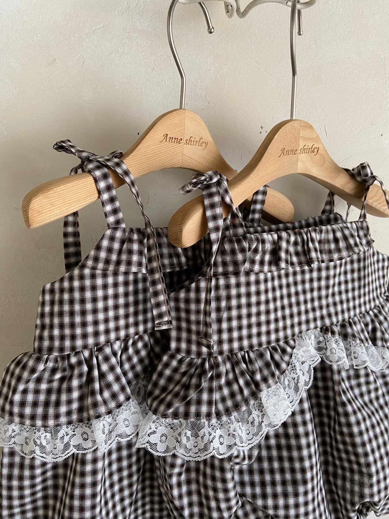 ［Anne shirley］Nutty check rompers