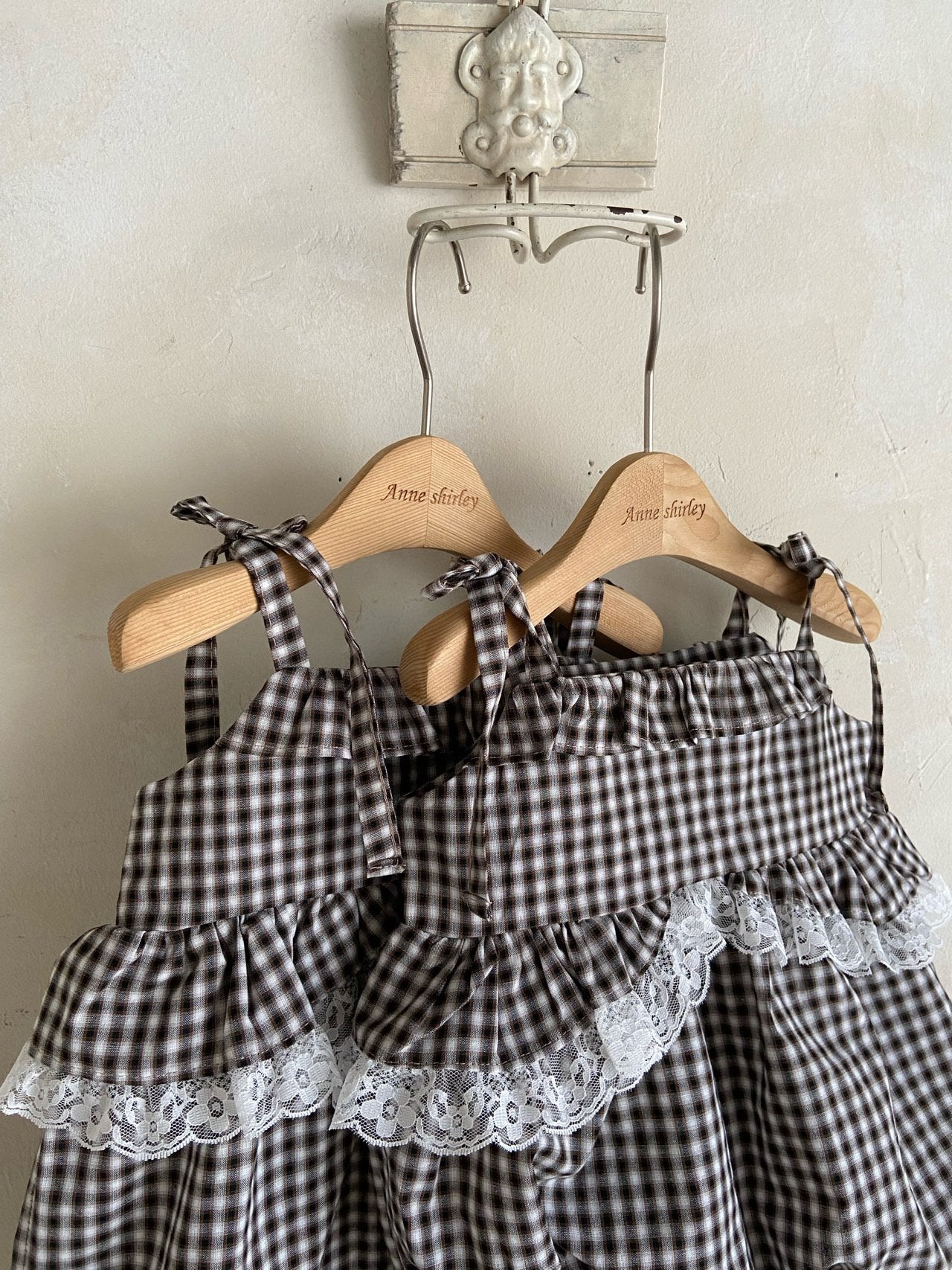 ［Anne shirley］Nutty check rompers
