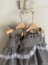 ［Anne shirley］Nutty check rompers