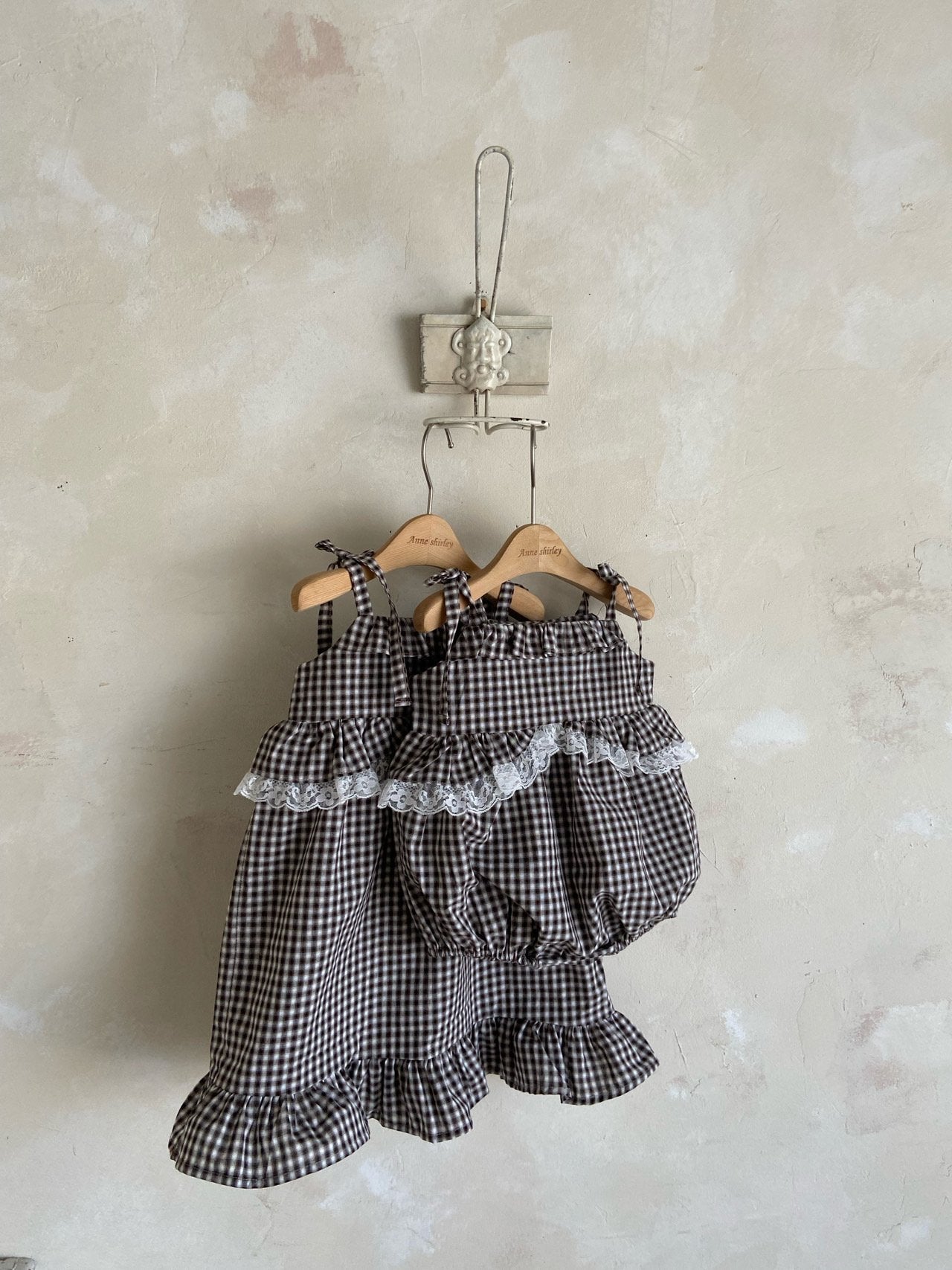 ［Anne shirley］Nutty check rompers