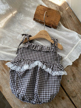 ［Anne shirley］Nutty check rompers